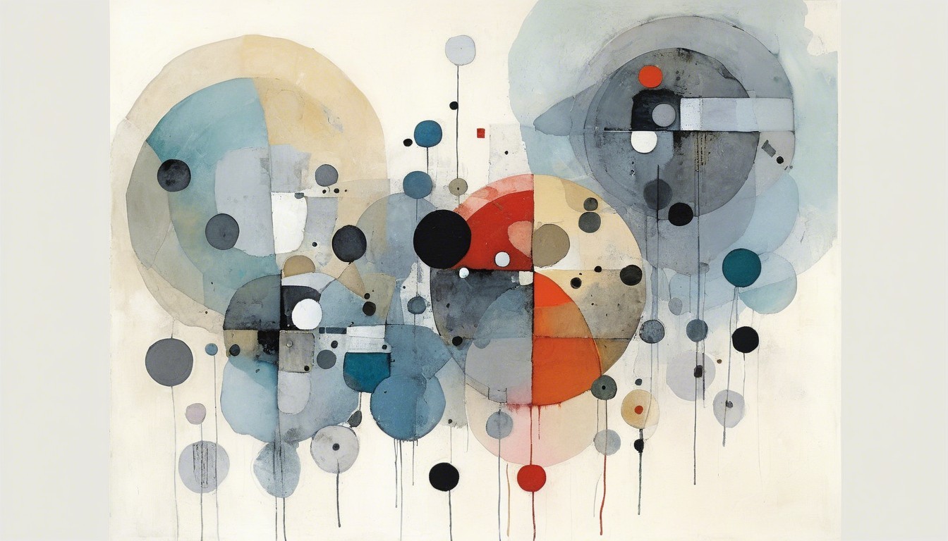 Abstract Shapes in Blues, Grays, and Reds