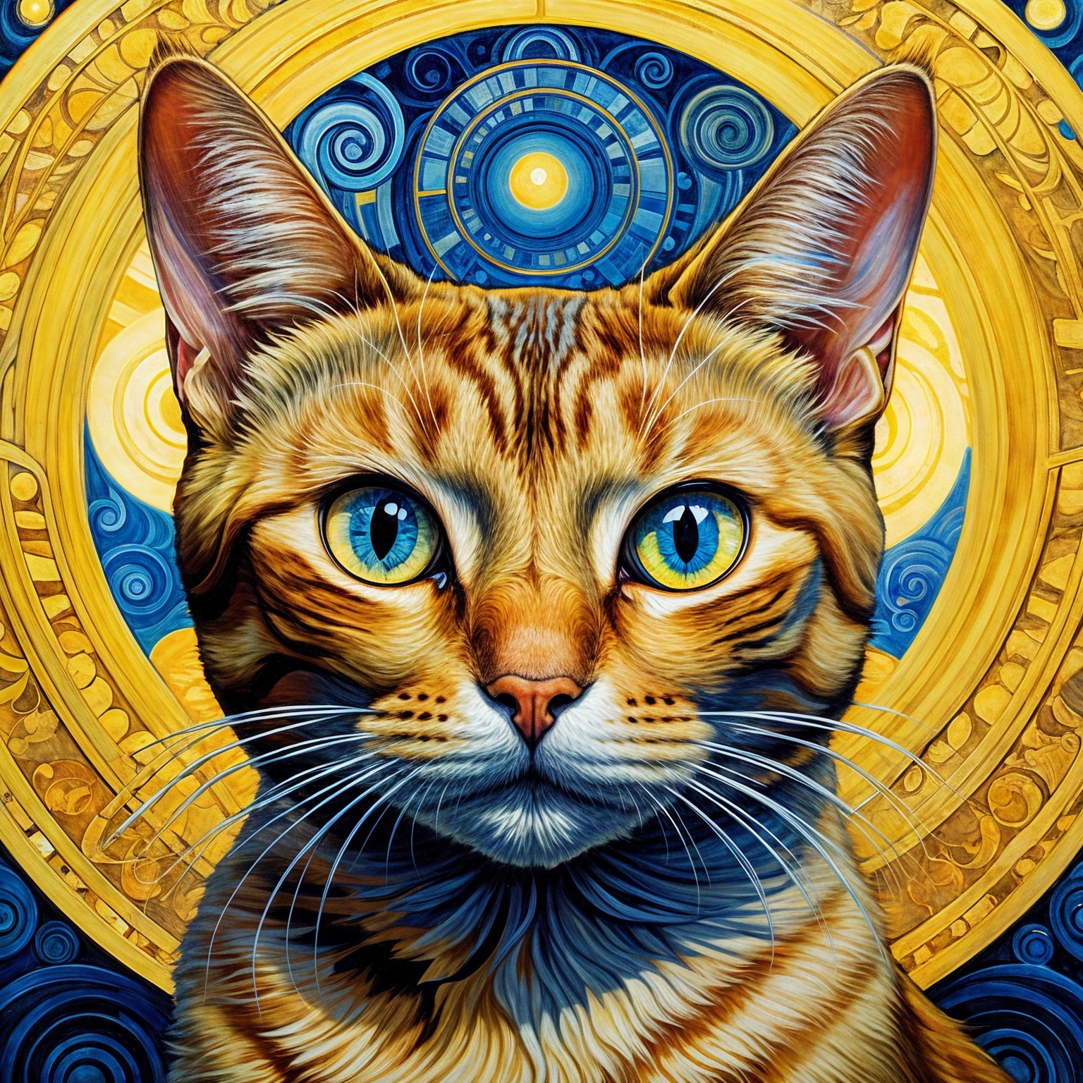 Portrait of an Orange Tabby Cat with Decorative Background