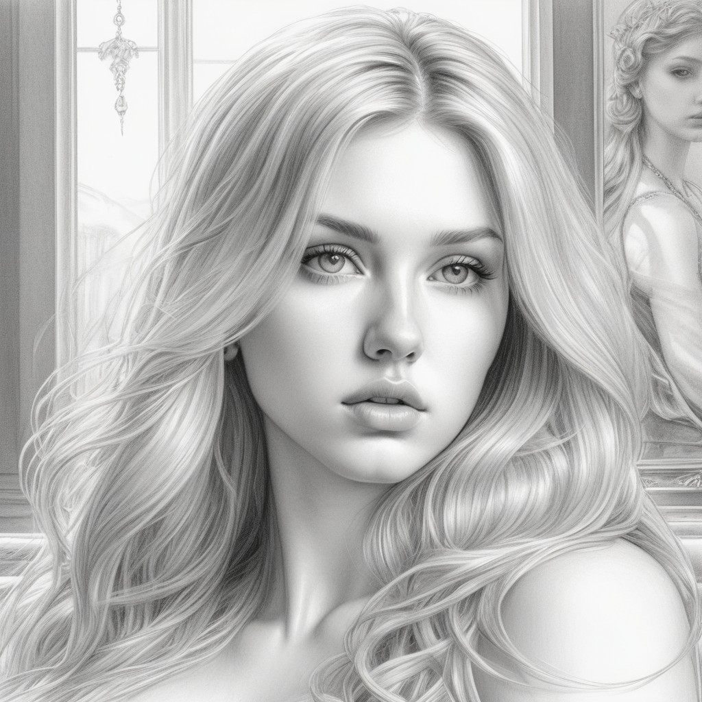 Black and White Portrait of a Young Woman with Mystery