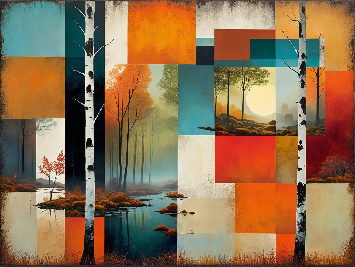 Vibrant Abstract Landscape with Geometric Colors