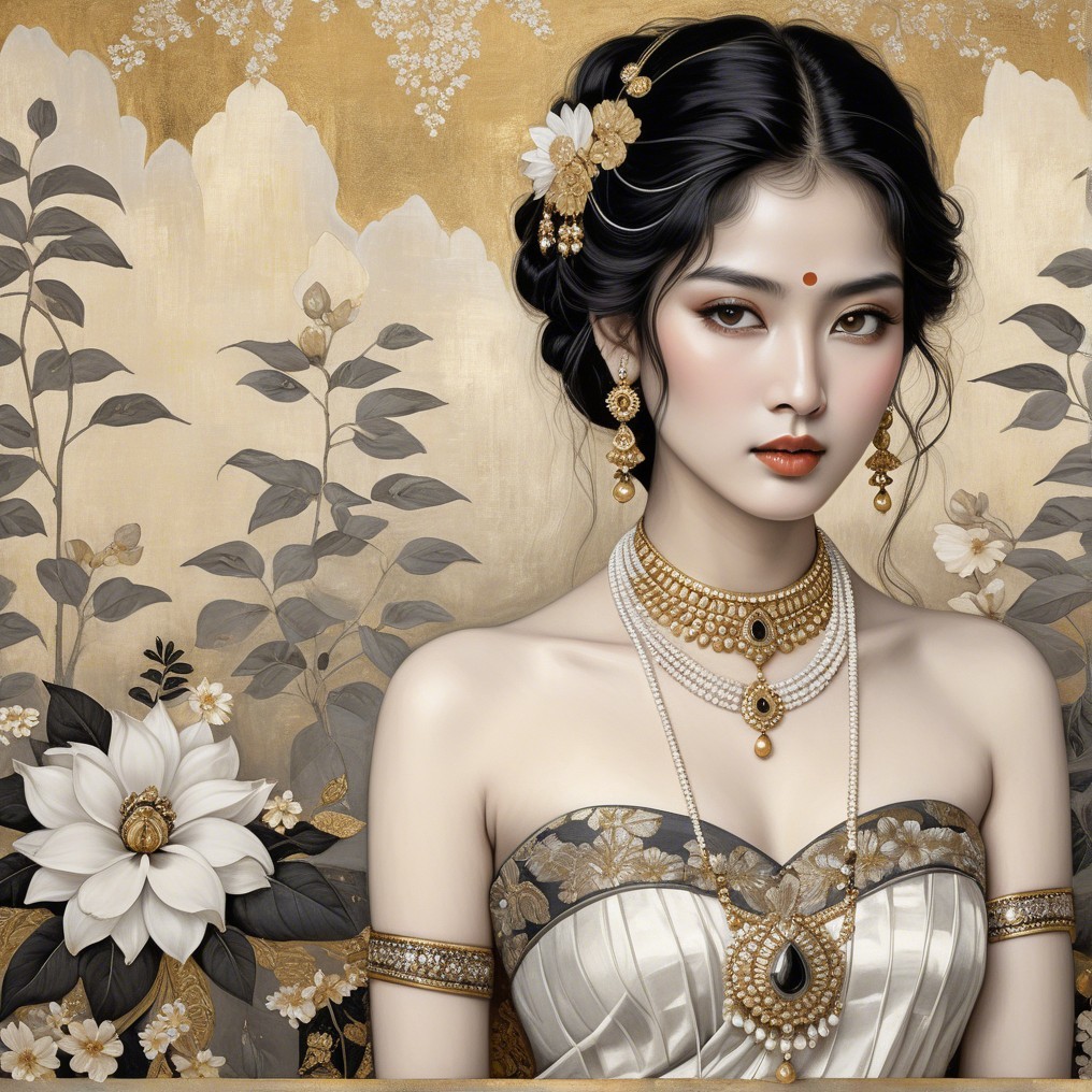 Elegant Portrait of Young Woman in Traditional Attire