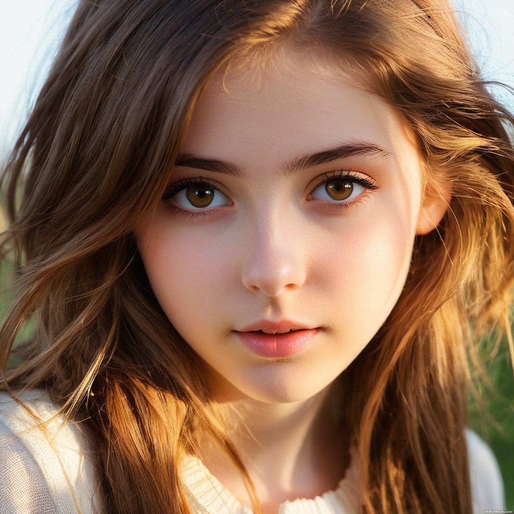 Close-up Portrait of a Young Person with Brown Hair