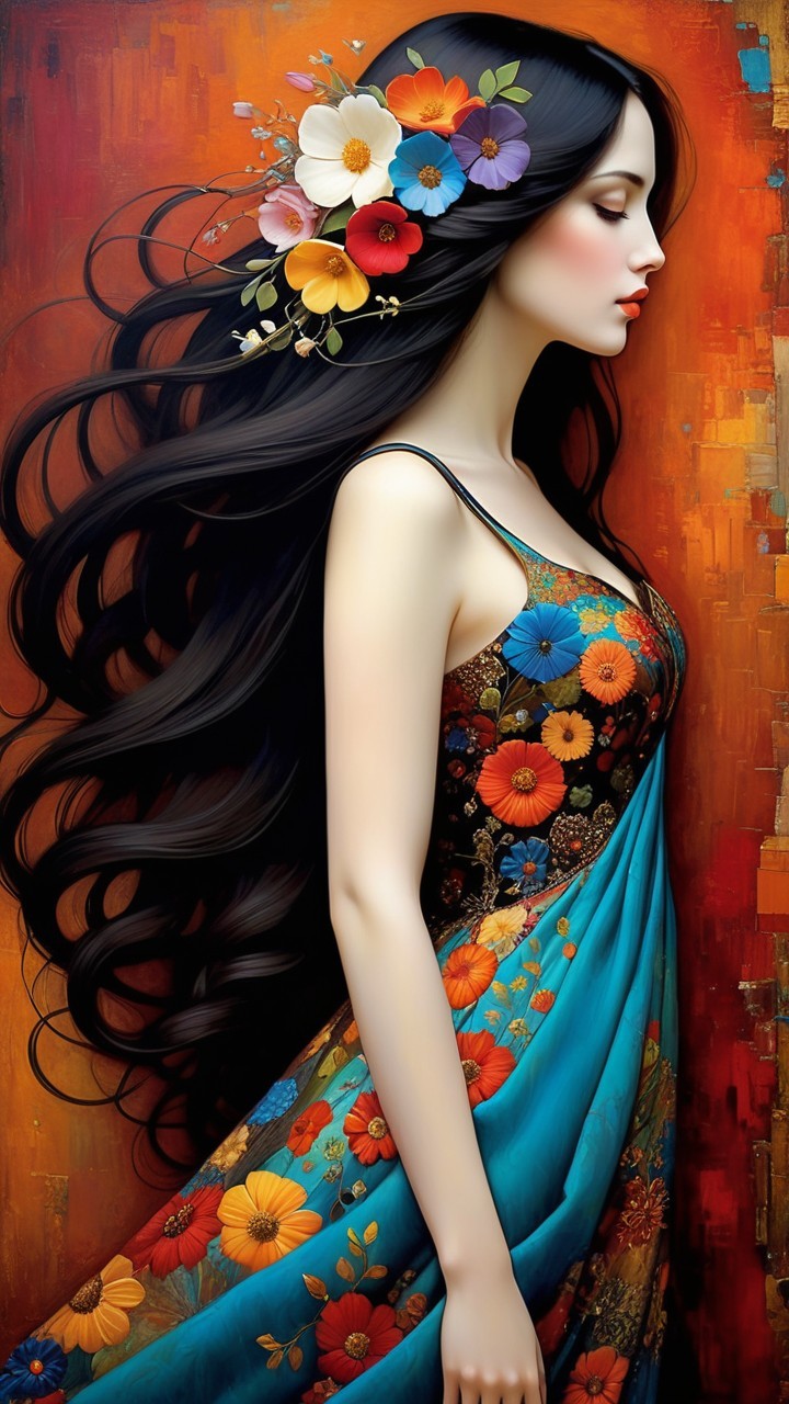 Profile of a Young Woman with Floral Adornments