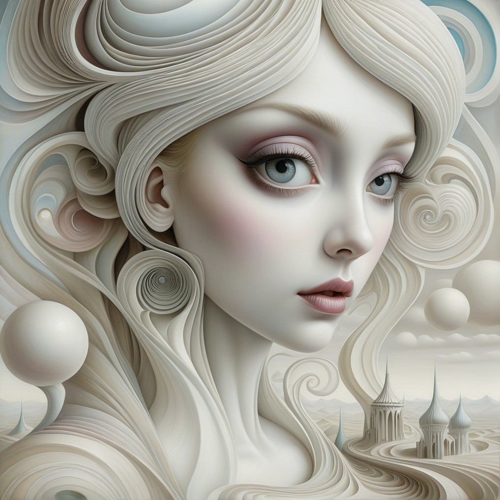 Ethereal Portrait of a Young Woman with Whimsical Background