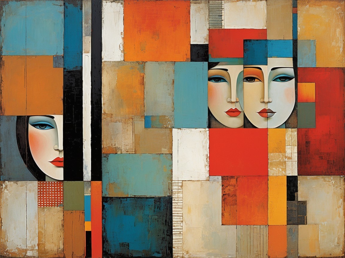 Geometric Shapes and Bold Colors in Artwork