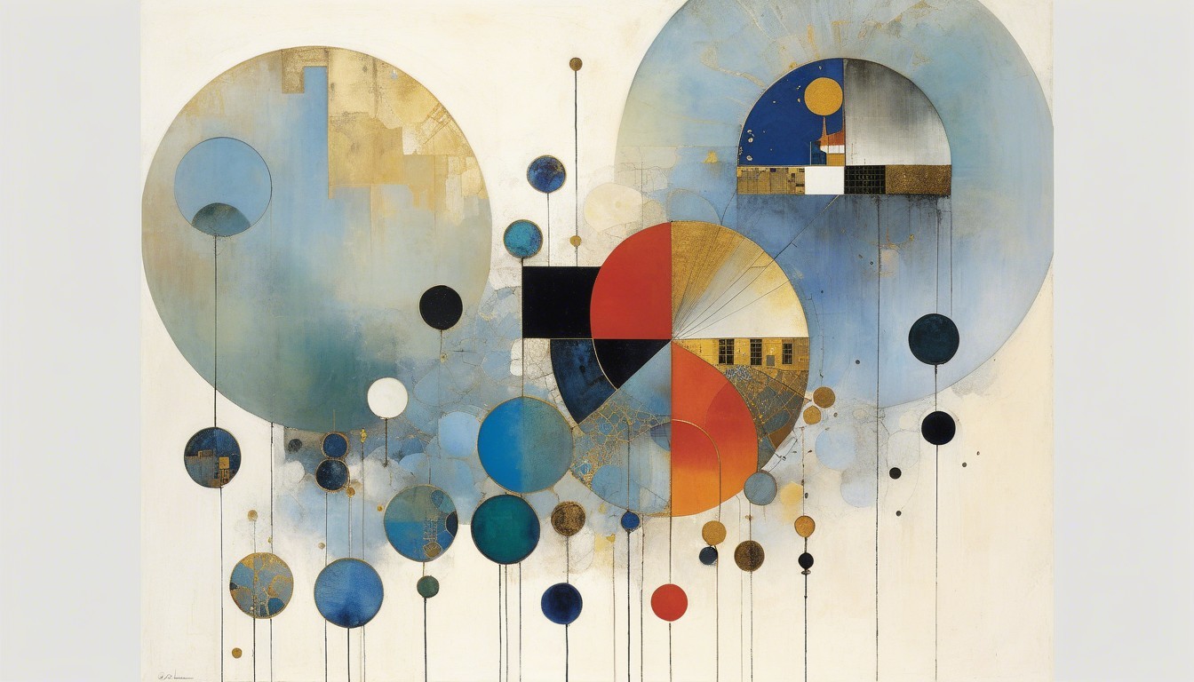 Abstract Composition of Colorful Circles on Light Background