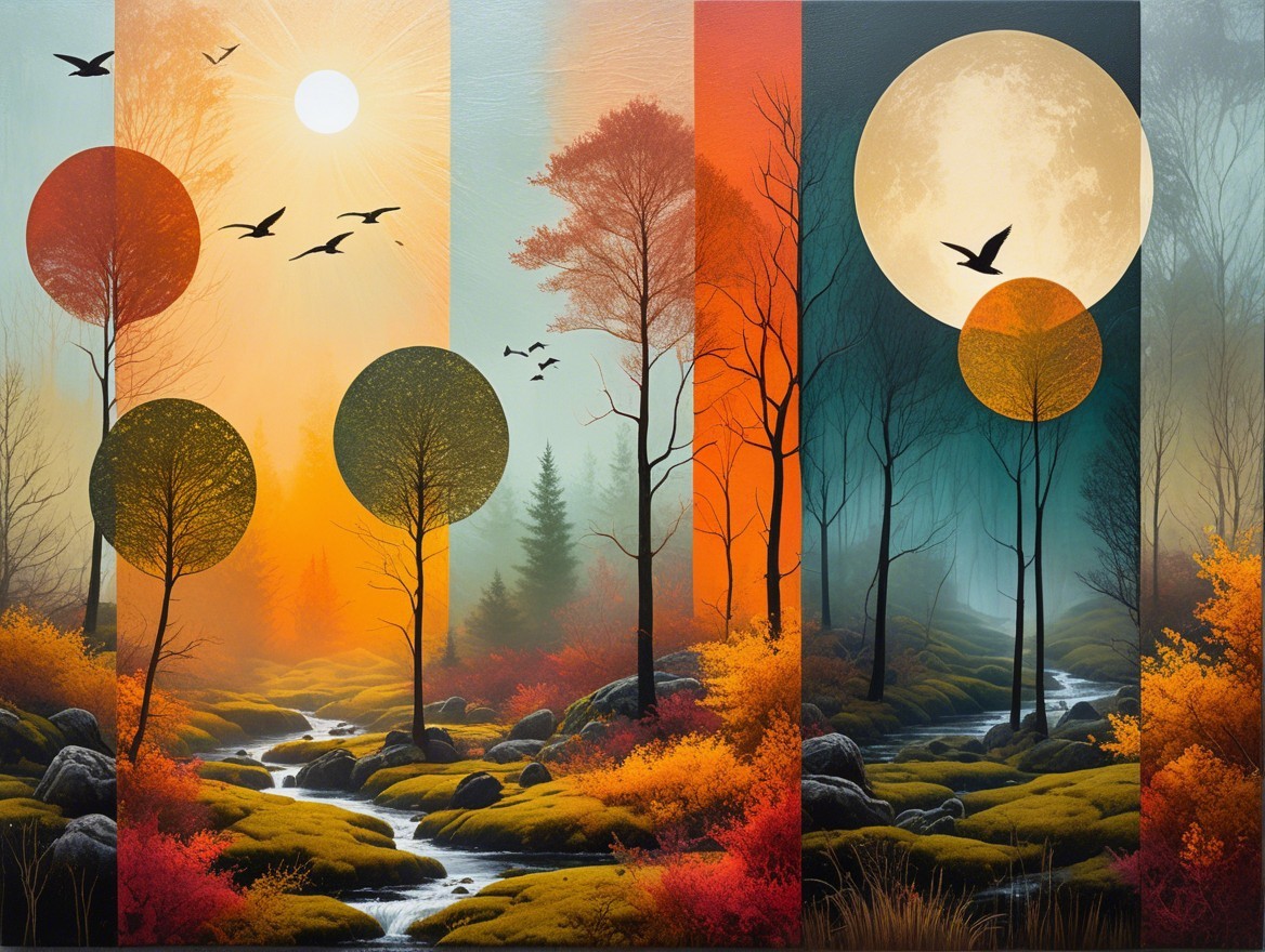 Vibrant Landscape Depicting Different Times of Day