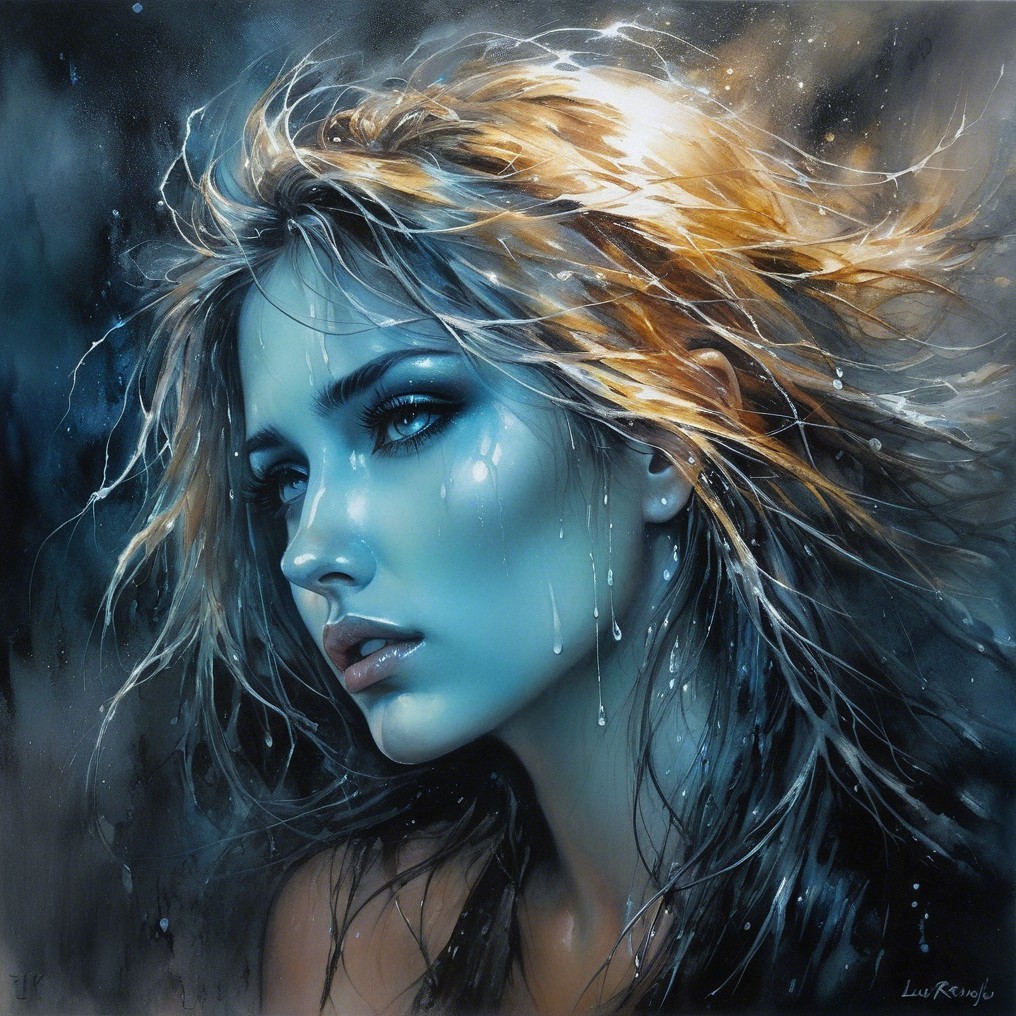 Portrait of a Woman with Blue Eyes and Tousled Hair