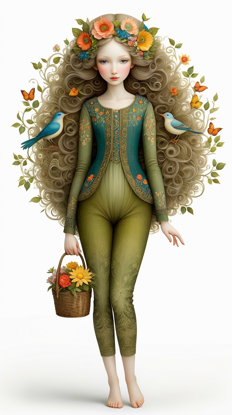 Whimsical Illustration of a Nature-Inspired Woman