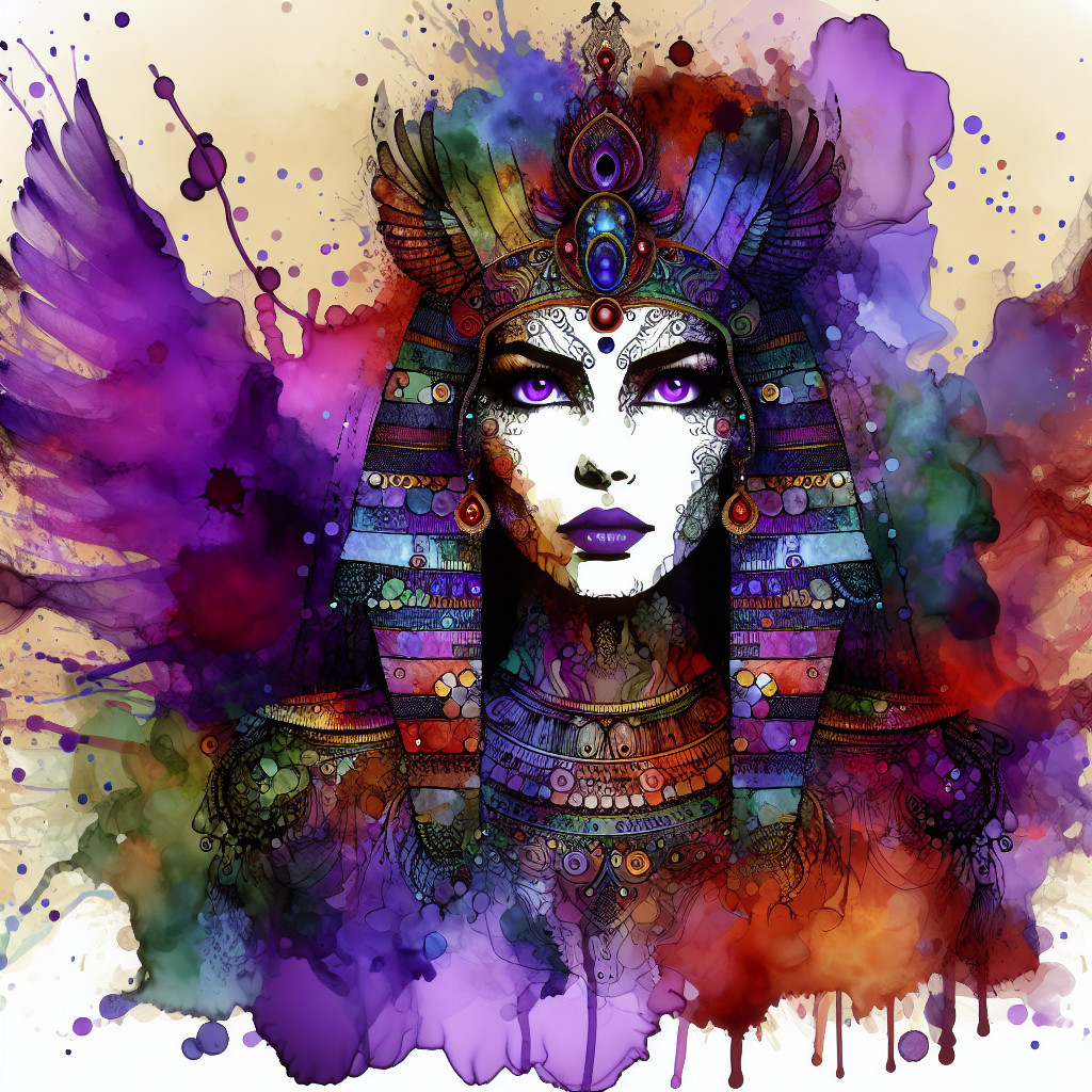 Vibrant Artistic Portrayal of an Egyptian Queen