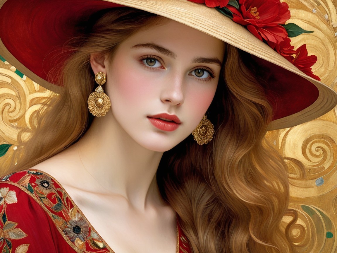Young woman in floral attire with elegant accessories