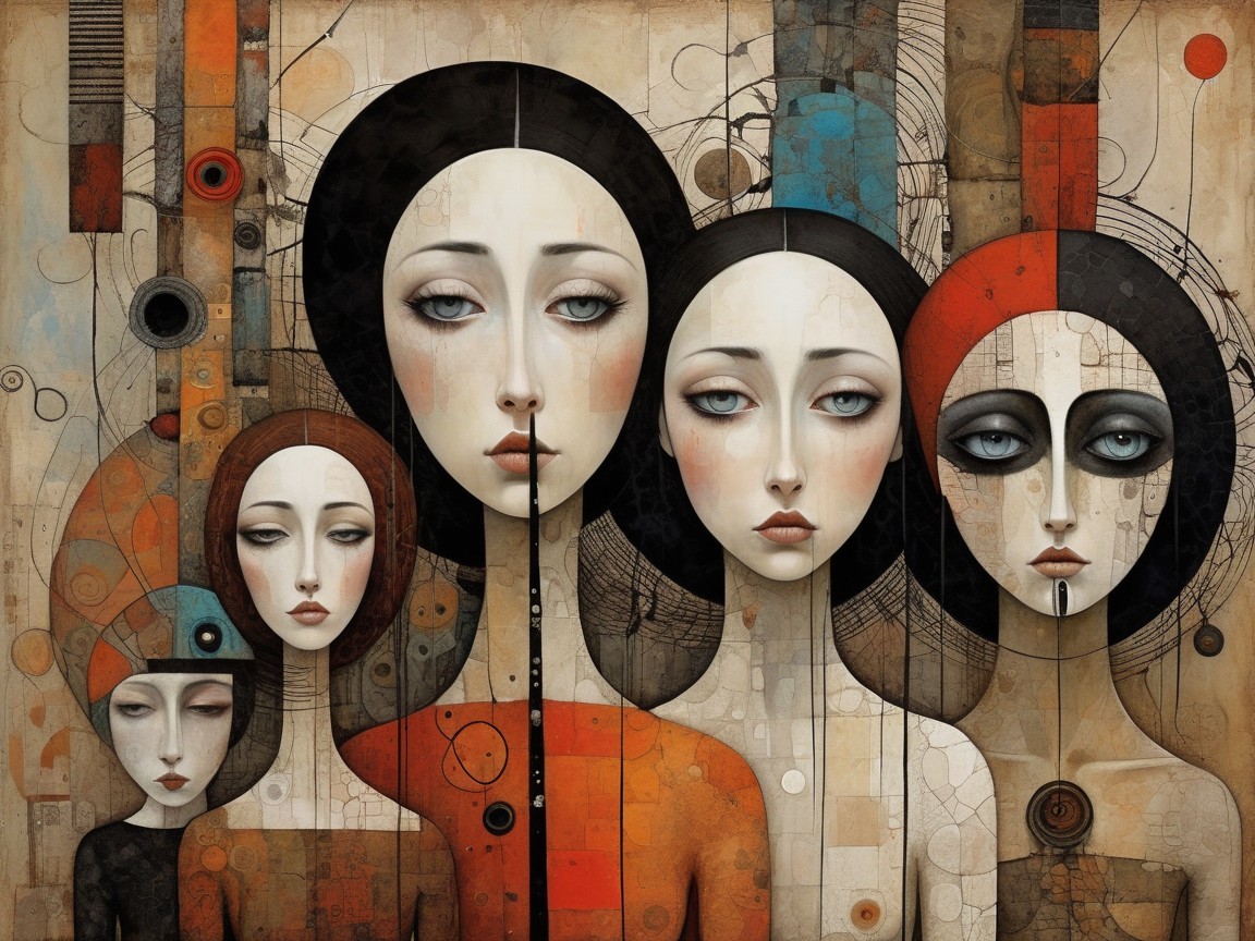 Abstract Representation of Five Female Figures