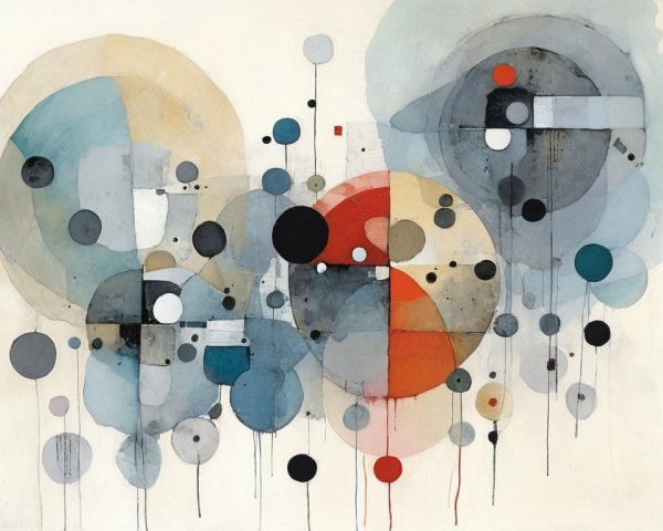 Abstract Shapes in Blues, Grays, and Reds