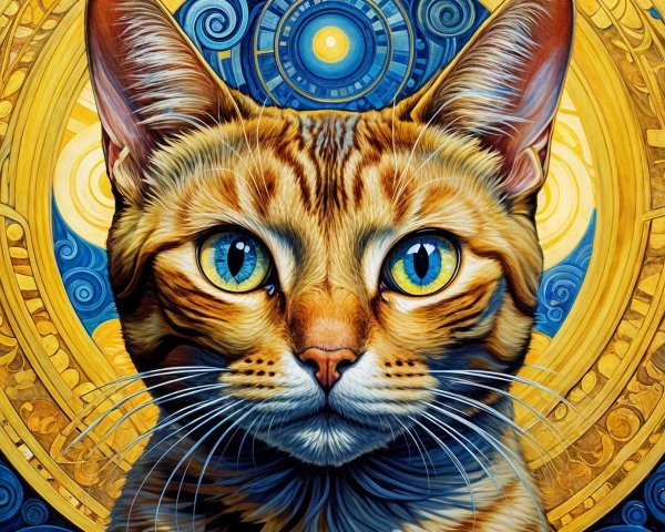 Portrait of an Orange Tabby Cat with Decorative Background