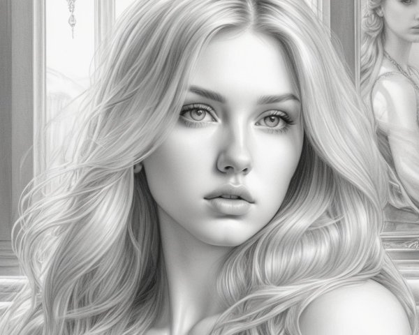 Black and White Portrait of a Young Woman with Mystery