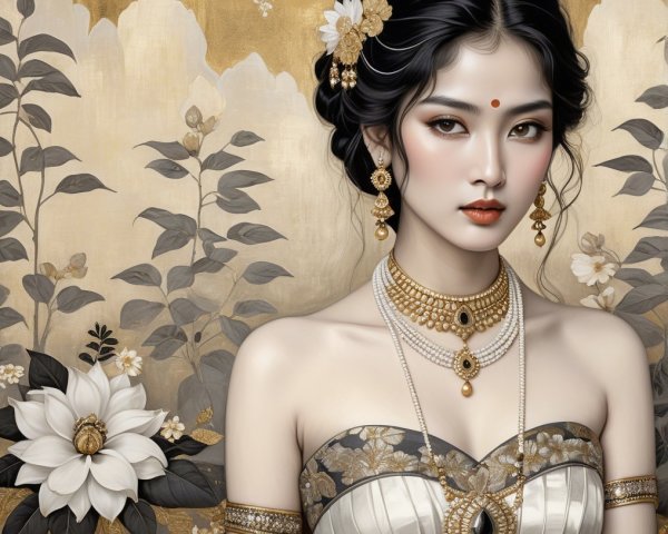 Elegant Portrait of Young Woman in Traditional Attire