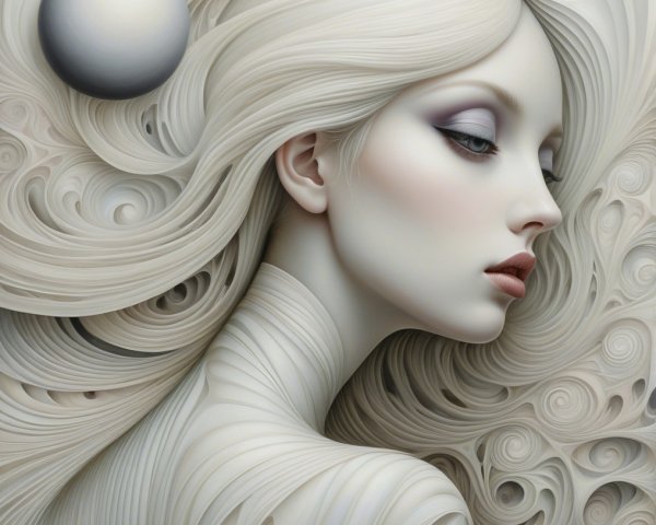 Ethereal Portrait of a Woman with Flowing Hair
