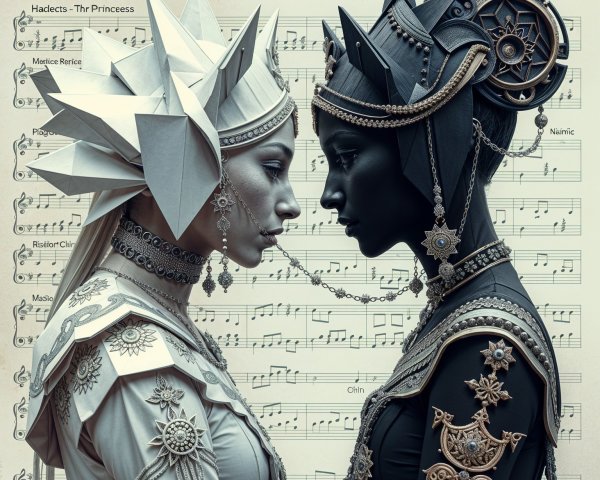 Elegantly Dressed Figures in Contrasting Styles