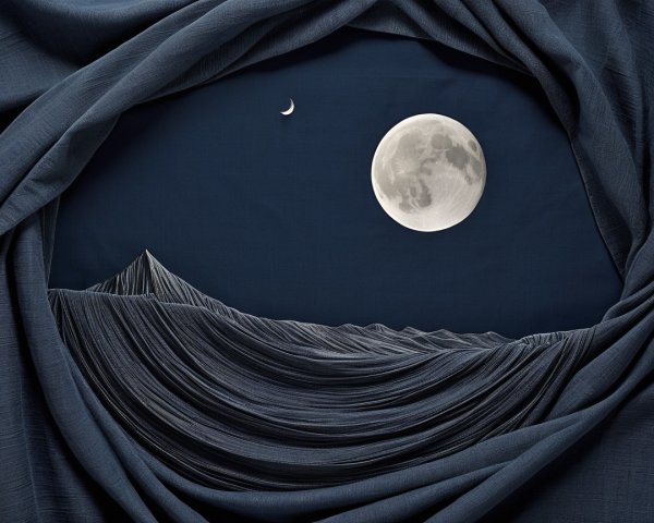 Serene Night Landscape with Moonlit Hills and Mountains
