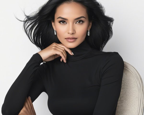 Portrait of a young woman in a black turtleneck