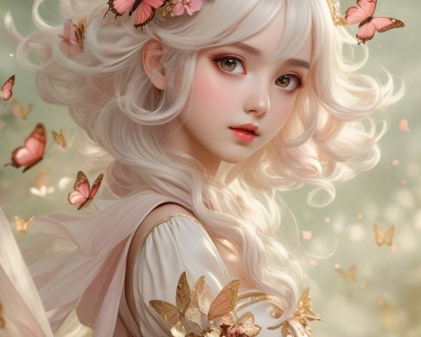 Young woman with white hair and fairy-tale attire