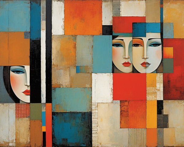 Geometric Shapes and Bold Colors in Artwork