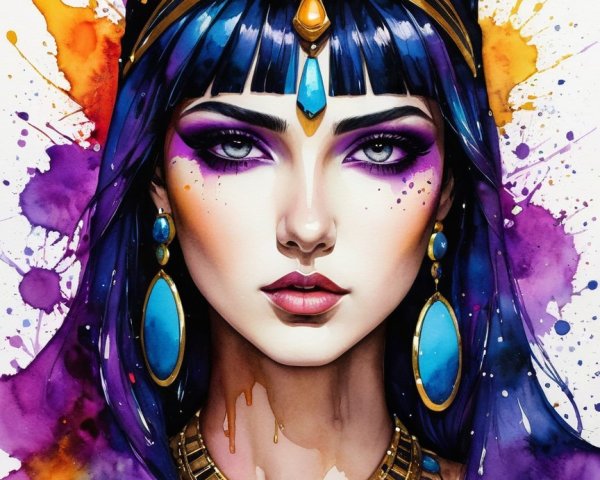 Portrait of a Woman with Ancient Egyptian Aesthetics