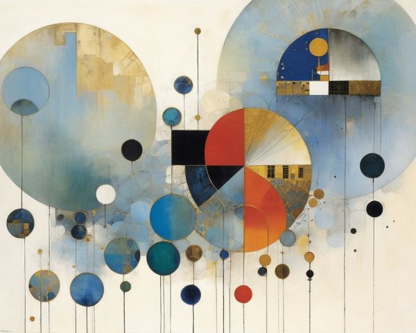 Abstract Composition of Colorful Circles on Light Background