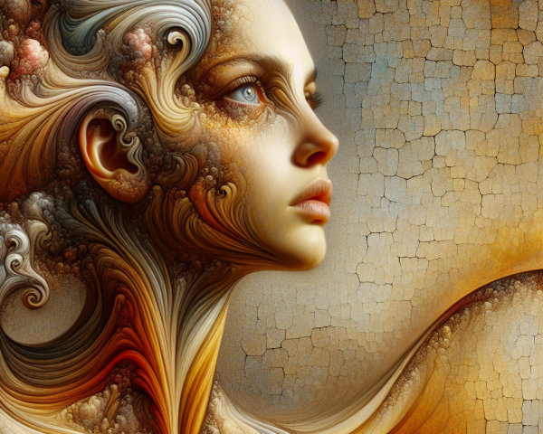 Surreal Portrait of a Woman with Organic Patterns