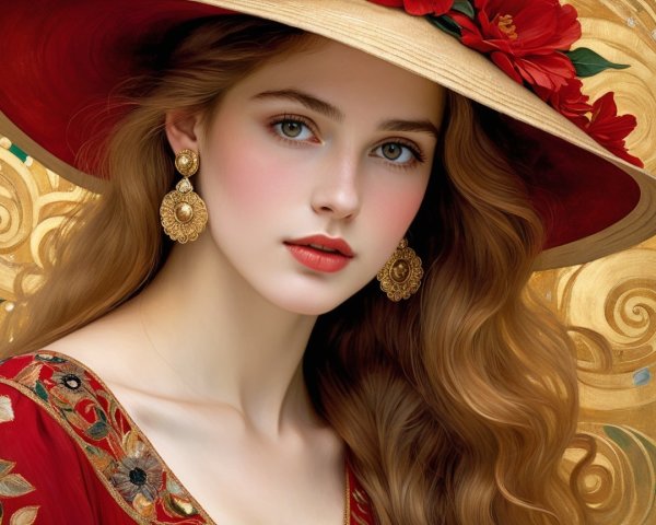 Young woman in floral attire with elegant accessories