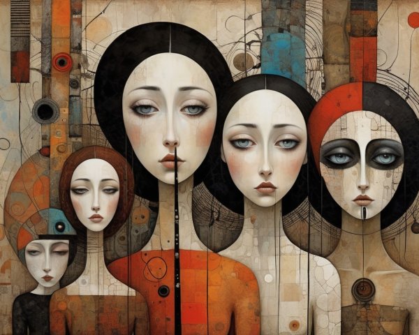 Abstract Representation of Five Female Figures