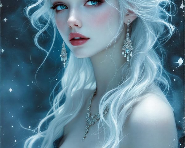 Digital Portrait of an Ice Queen with Elegant Features