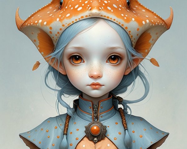 Whimsical Young Girl in Unique Fish-Inspired Outfit