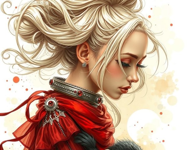 Whimsical Portrait of Woman with Chimpanzee and Scarf