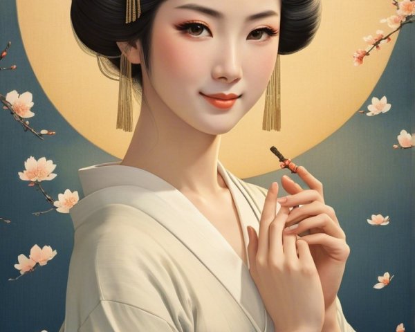 Traditional Kimono Portrait with Cherry Blossoms