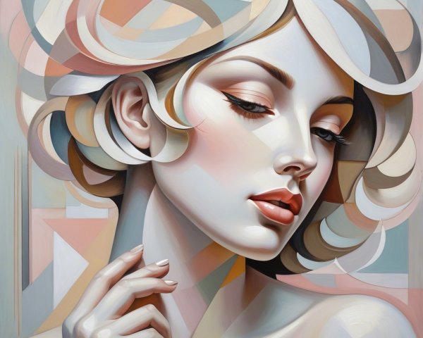 Stylized Portrait of a Woman in Pastel Colors