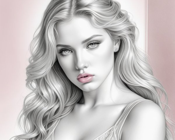 Portrait of a Young Woman with Flowing Hair and Elegance