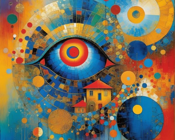 Vibrant Abstract Artwork with Central Eye Design