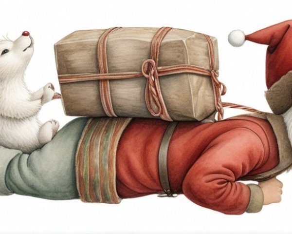 Whimsical Santa Claus Illustration with Animals