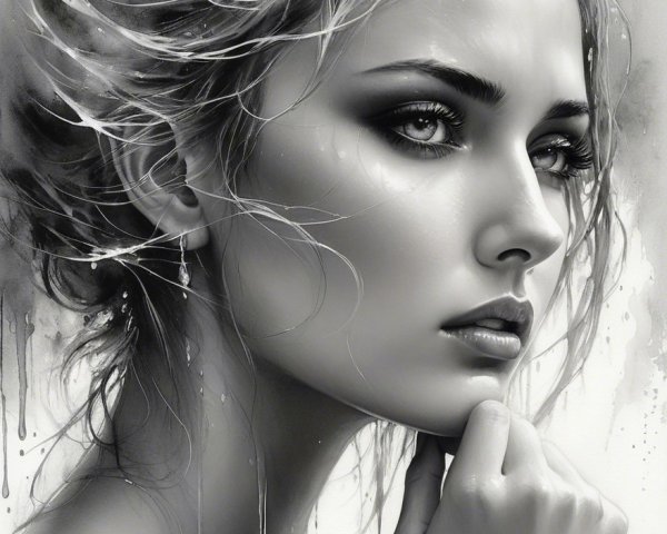 Monochromatic Portrait of a Contemplative Woman