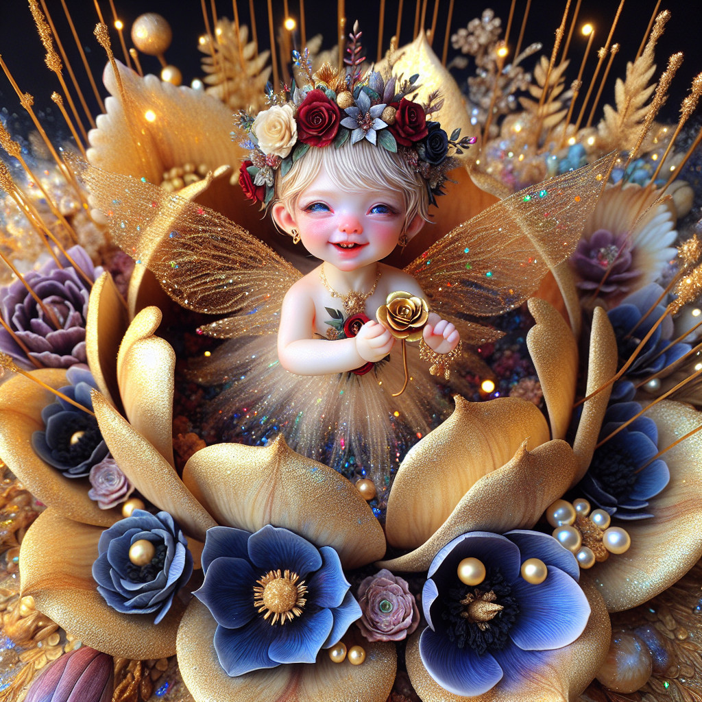 Whimsical Fairy Among Lavish Floral Arrangement