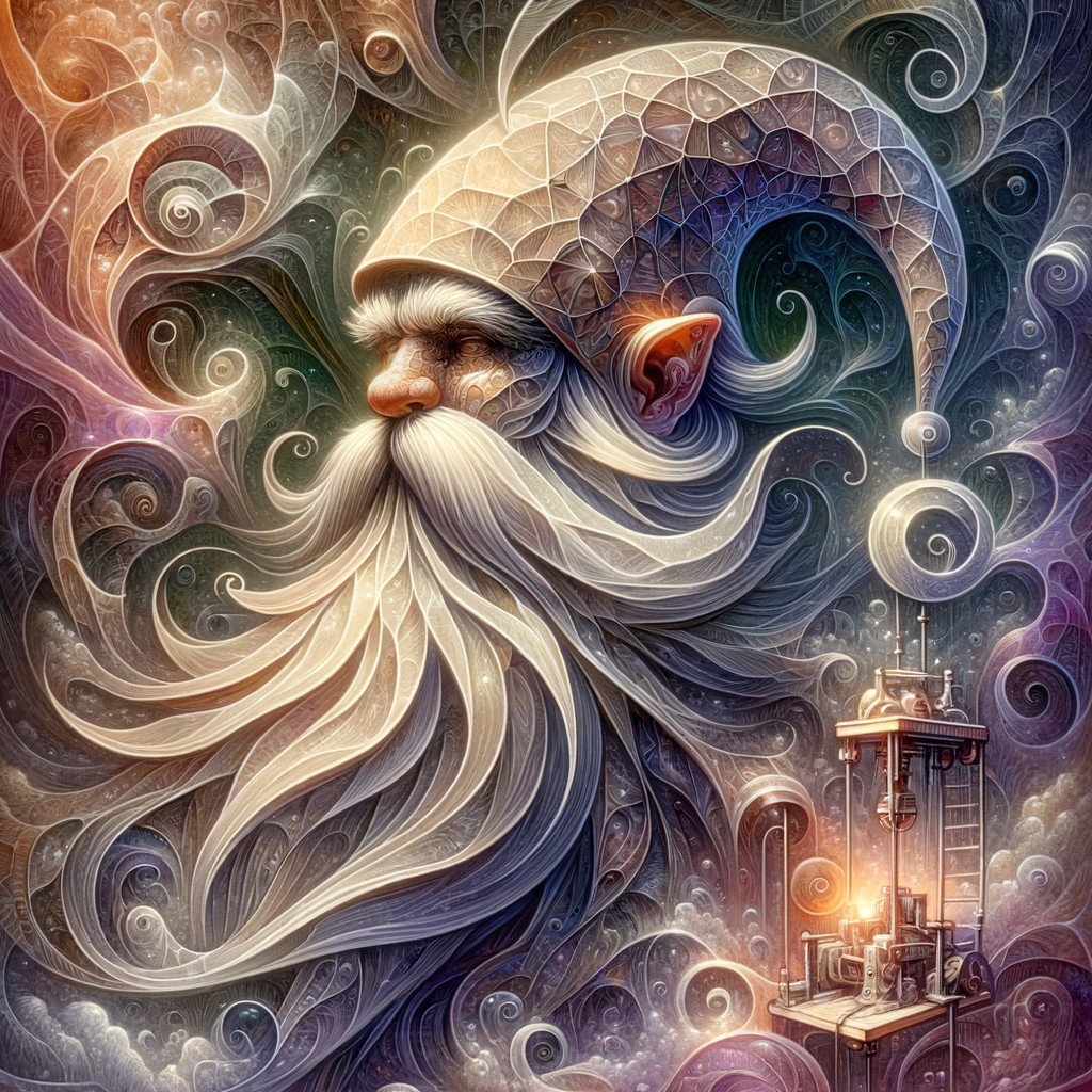 Whimsical Gnome or Wizard with Cosmic Patterns
