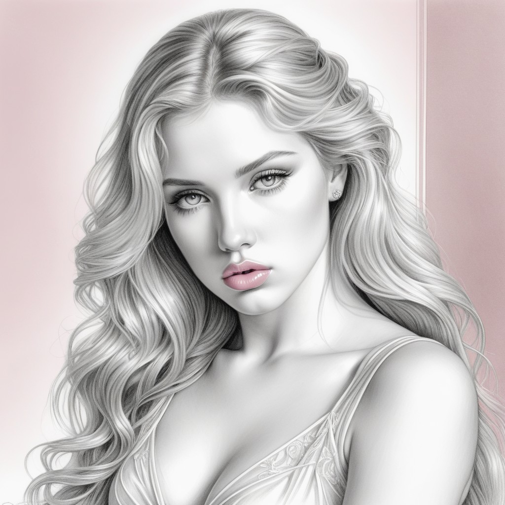 Portrait of a Young Woman with Flowing Hair and Elegance