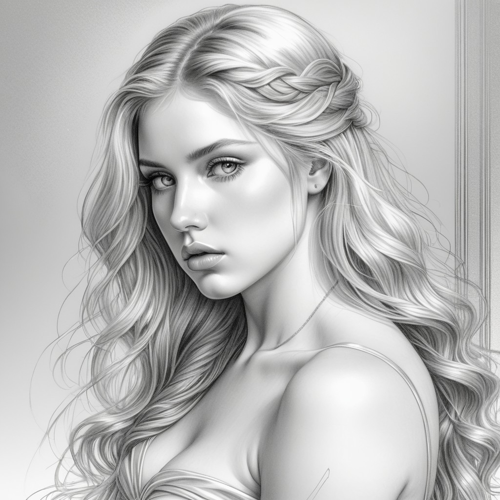 Young woman with wavy hair and serene expression