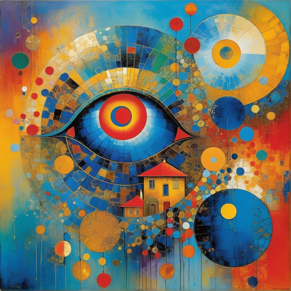 Vibrant Abstract Artwork with Central Eye Design