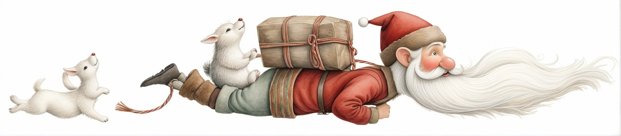 Whimsical Santa Claus Illustration with Animals