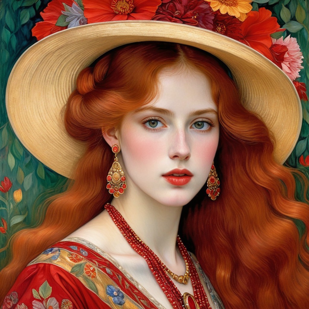 Portrait of a Young Woman in Floral Setting