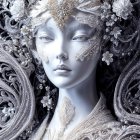 Ethereal Figure in Abstract Geometric Composition