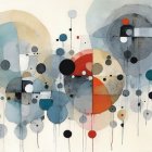 Abstract Composition of Colorful Circles on Light Background