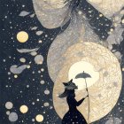 Whimsical Scene of Girl with Butterflies at Twilight